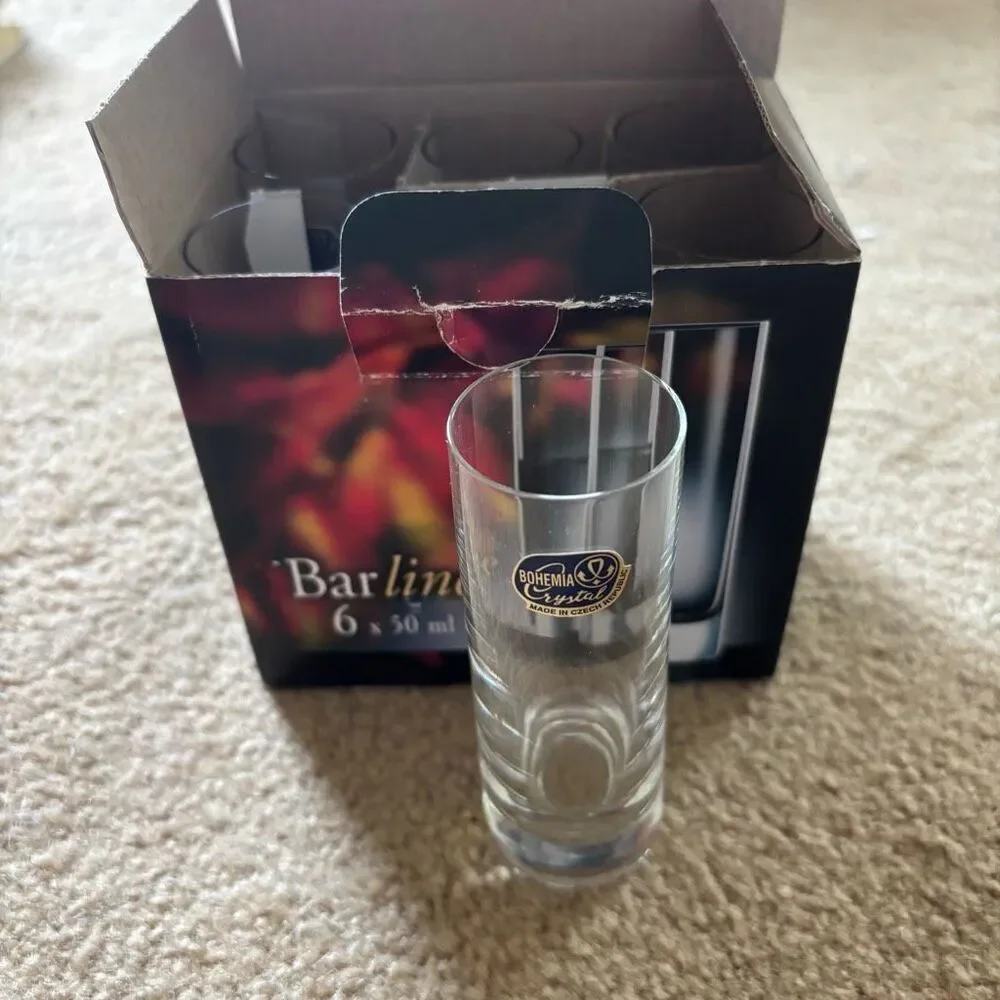 Barline Bohemia Crystal Box Of 6 50 ML Vodka Shot Glasses *New*